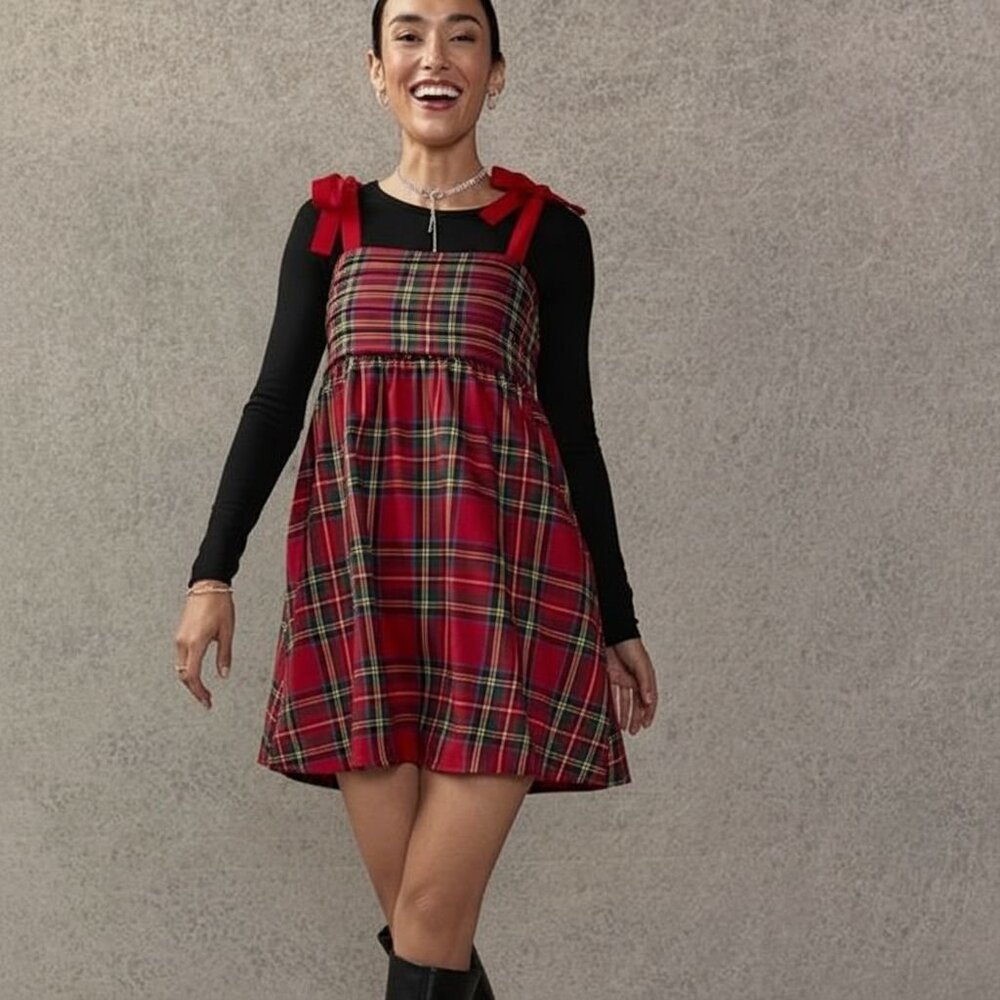 Red Plaid Sleeveless Dress - Picture 9 of 10